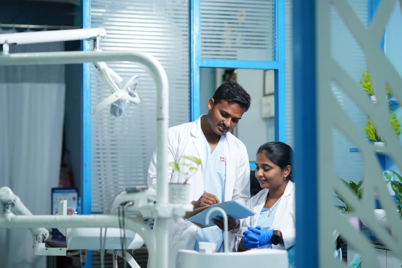 Reception area at ConfiDENTAL Care dental clinic in Visakhapatnam